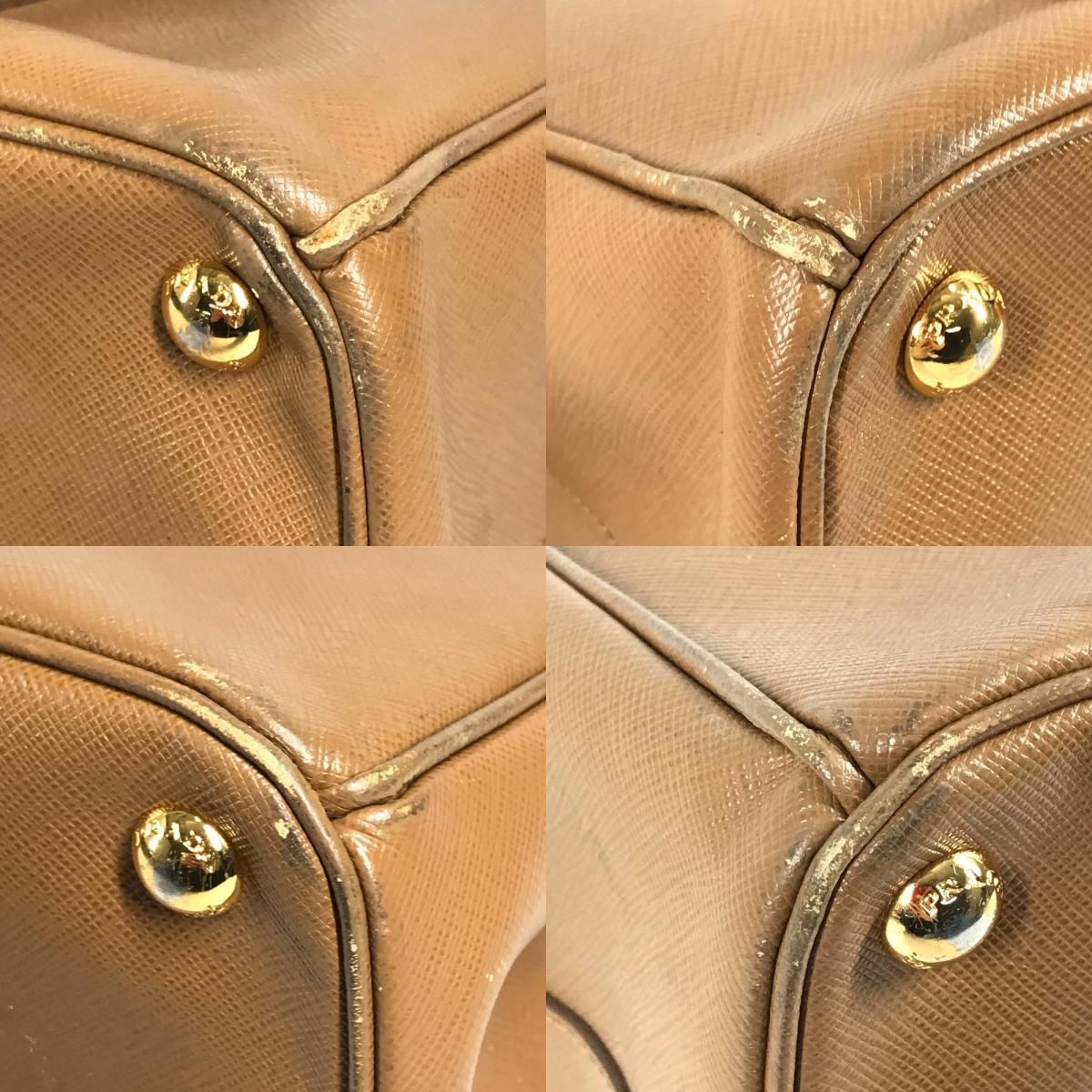 Prada Handbag Triangle Logo Saffiano Leather Brown — view 7