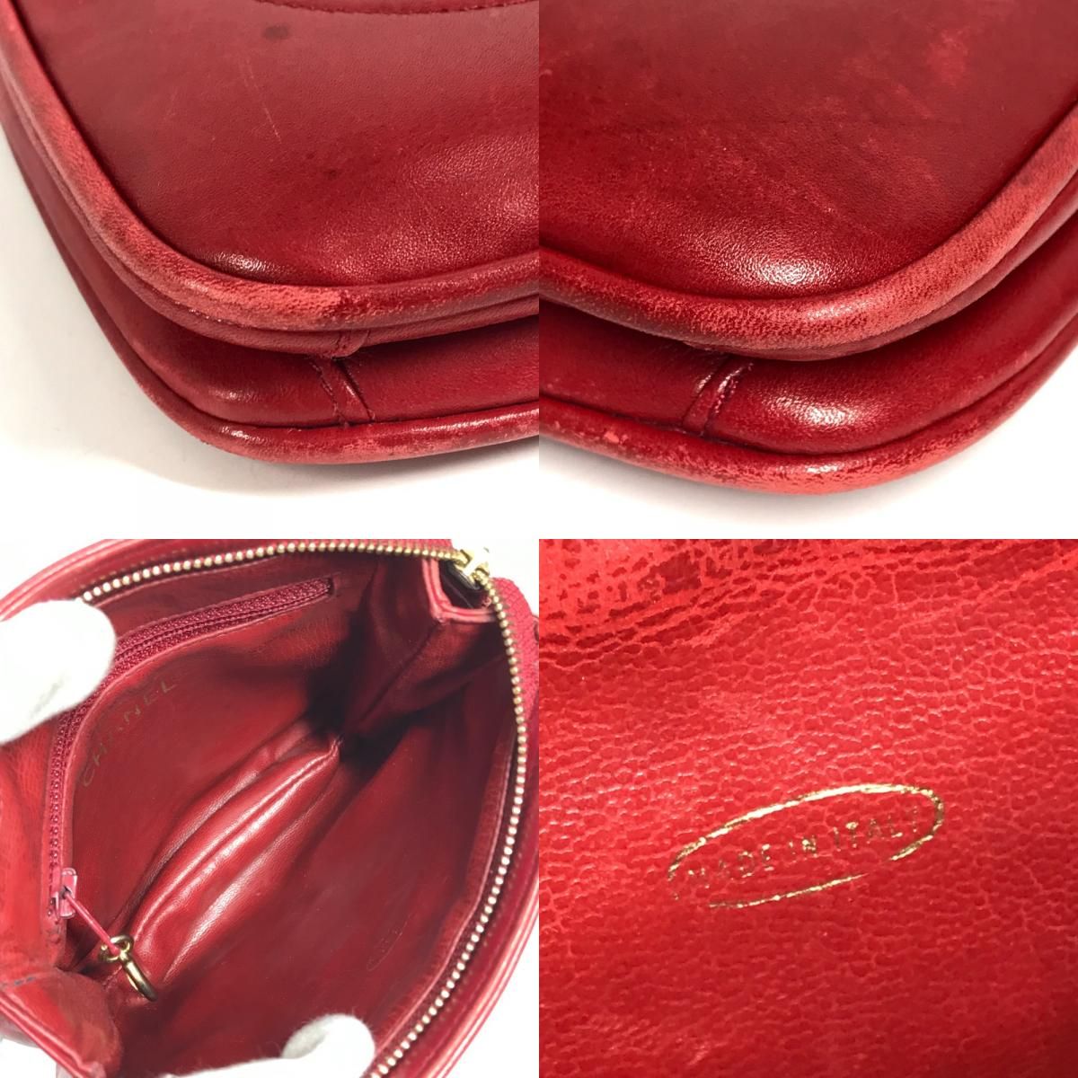 Chanel Waist Bag Big CC Logo Leather Red — view 7