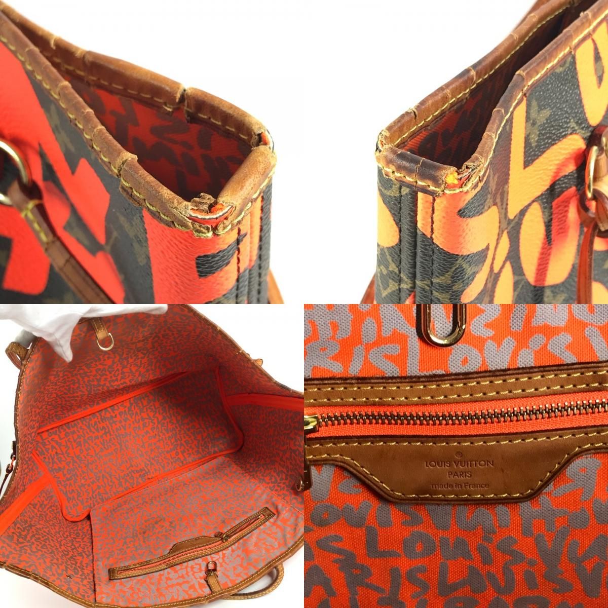 Louis Vuitton Shoulder Bag Neverfull GM Monogram Graffiti Orange Brown — view 8