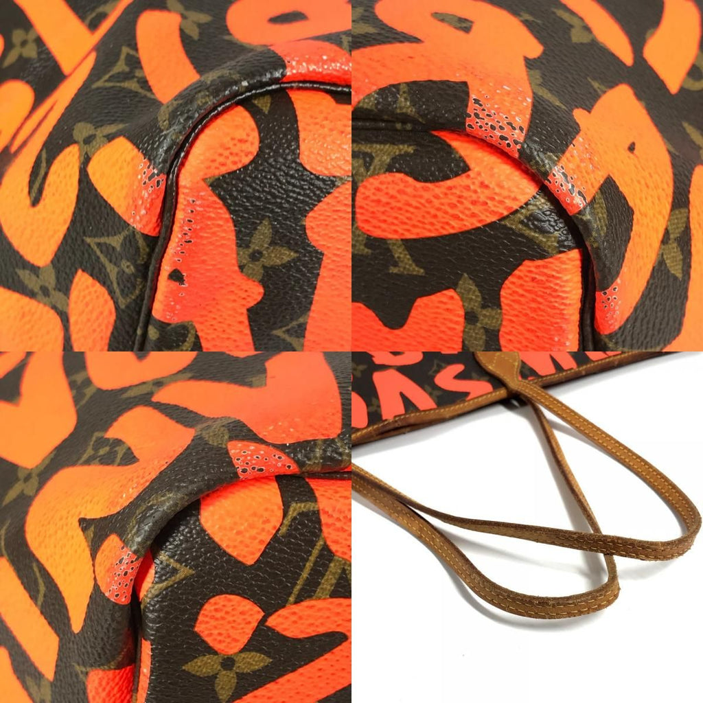 Louis Vuitton Shoulder Bag Neverfull GM Monogram Graffiti Orange Brown — view 7