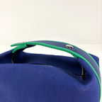 Hermes Bric-a-Brac PM Bath Pouch Logo Handbag Cotton Marine — view 6
