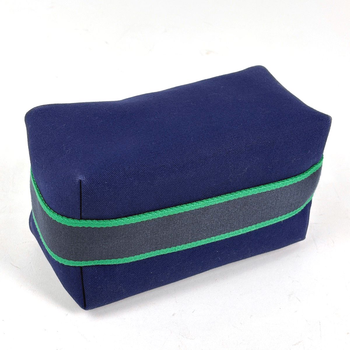 Hermes Bric-a-Brac PM Bath Pouch Logo Handbag Cotton Marine — view 2