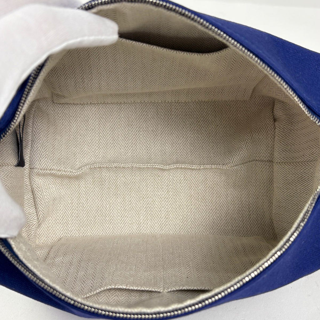 Hermes Bric-a-Brac PM Bath Pouch Logo Handbag Cotton Marine — view 8