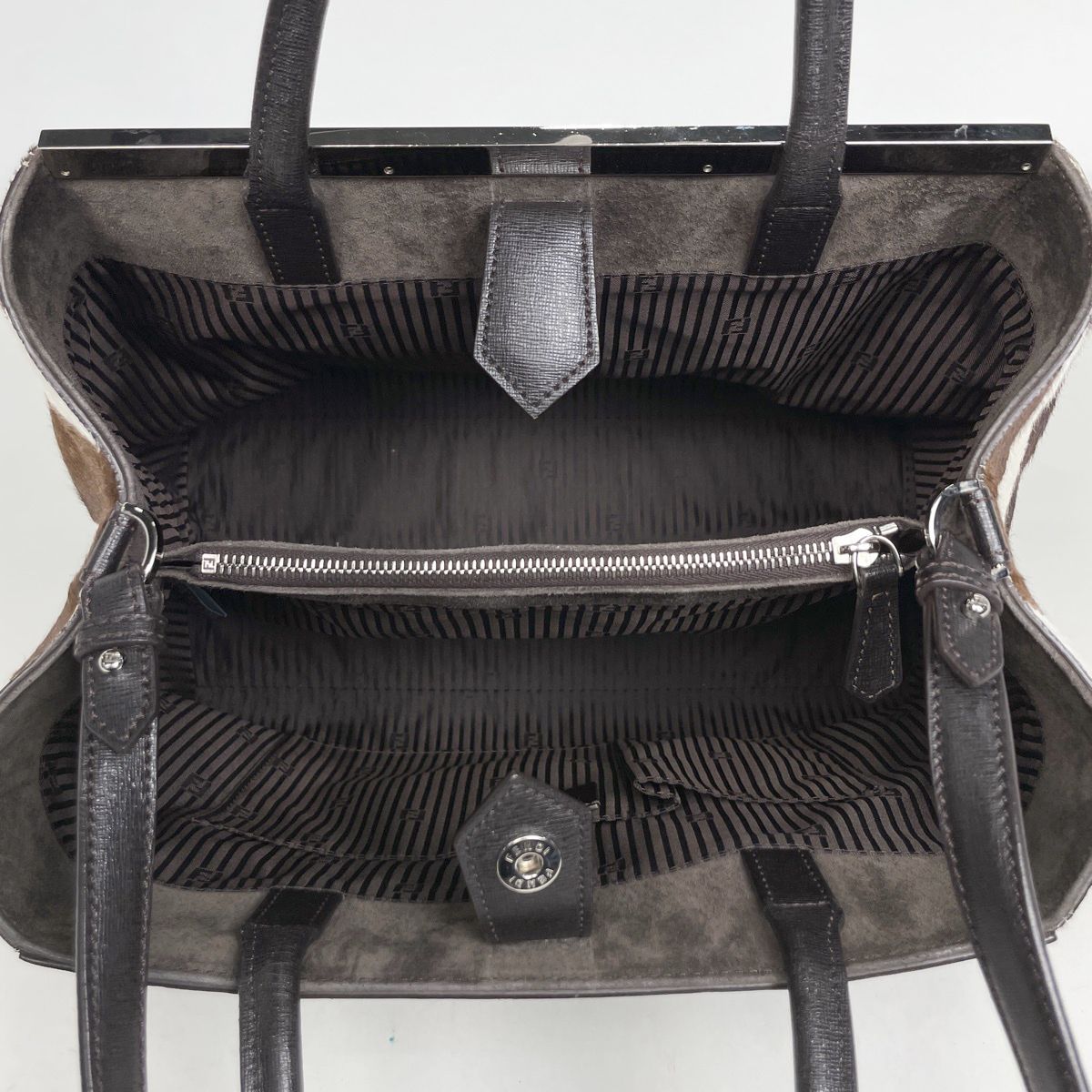 Fendi Toujour 2-Way Shoulder Bag Tote Leather Dark Brown — view 7