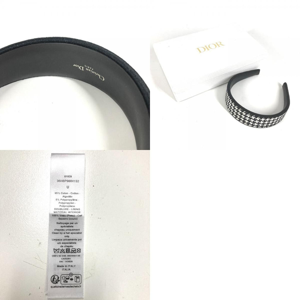 Dior Headband Houndstooth Logo Cotton Black White — view 9