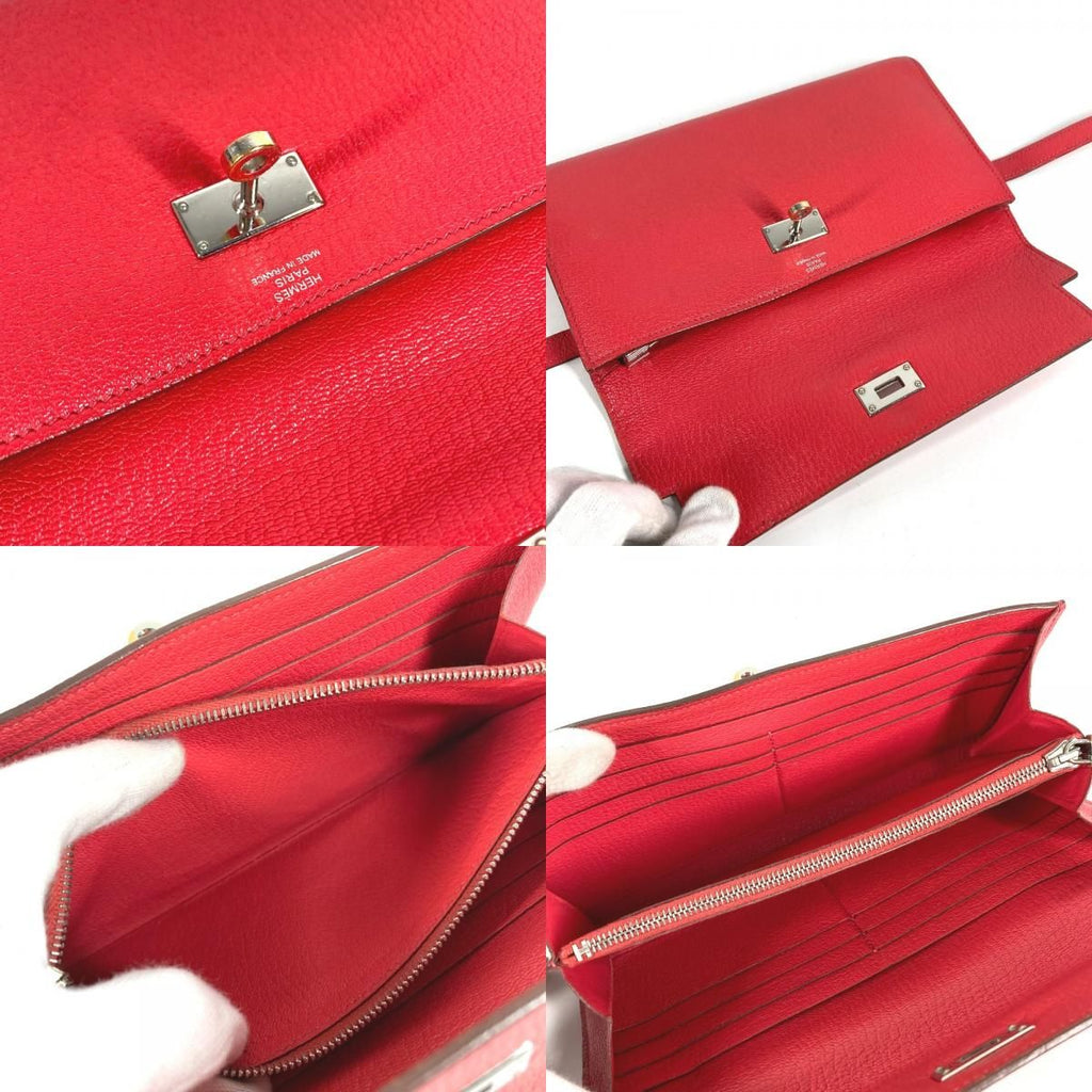 Hermes Wallet Kelly Chevre Red — view 8
