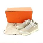 Hermes Addict Sneakers Shoes 37 Gray Silver Gold Lame Low Cut YM — view 8