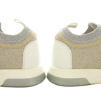 Hermes Addict Sneakers Shoes 37 Gray Silver Gold Lame Low Cut YM — view 6