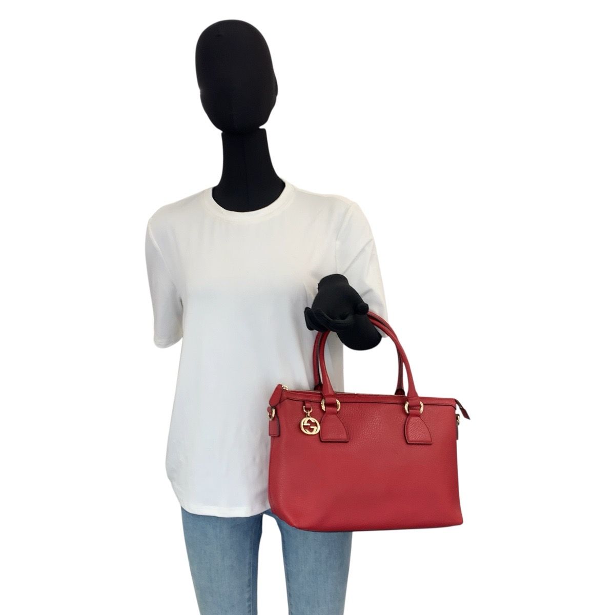 Gucci Interlocking Red Gold Leather Tote — view 6