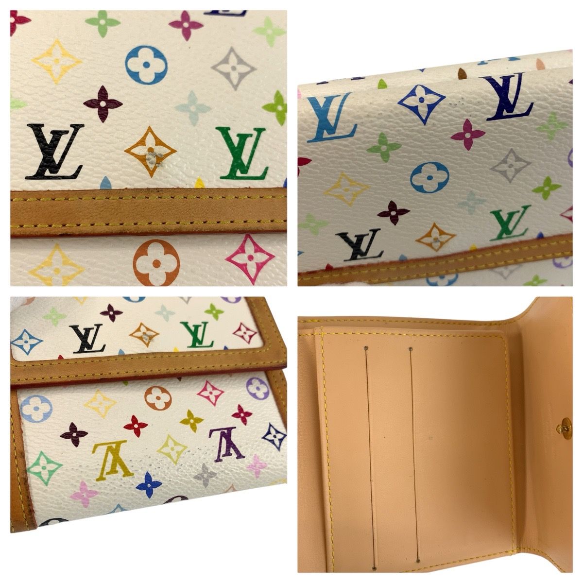 Louis Vuitton Multicolor Porte Monnaie Billets Cult Cles Fold Wallet Compact Bron White — view 6