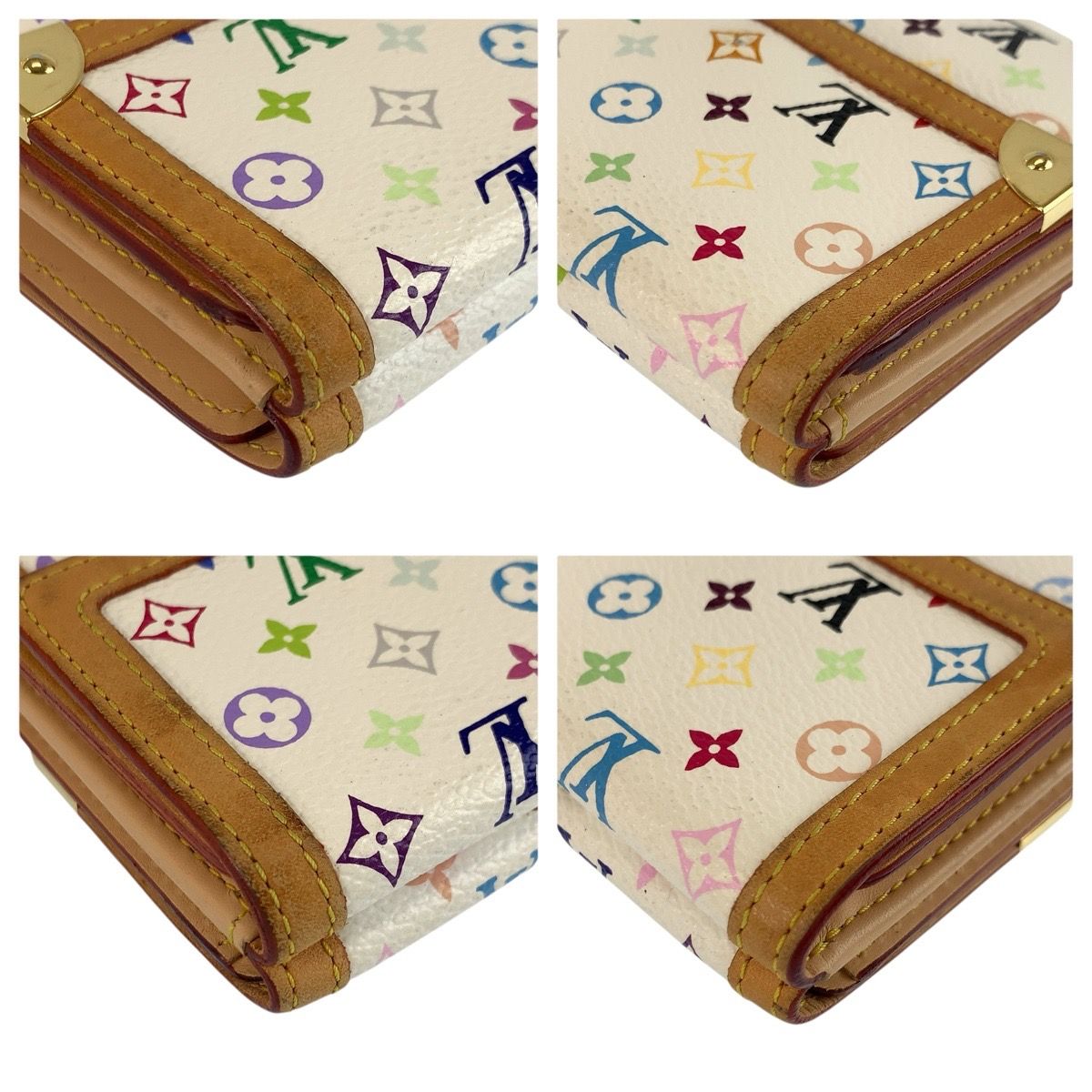 Louis Vuitton Multicolor Porte Monnaie Billets Cult Cles Fold Wallet Compact Bron White — view 5