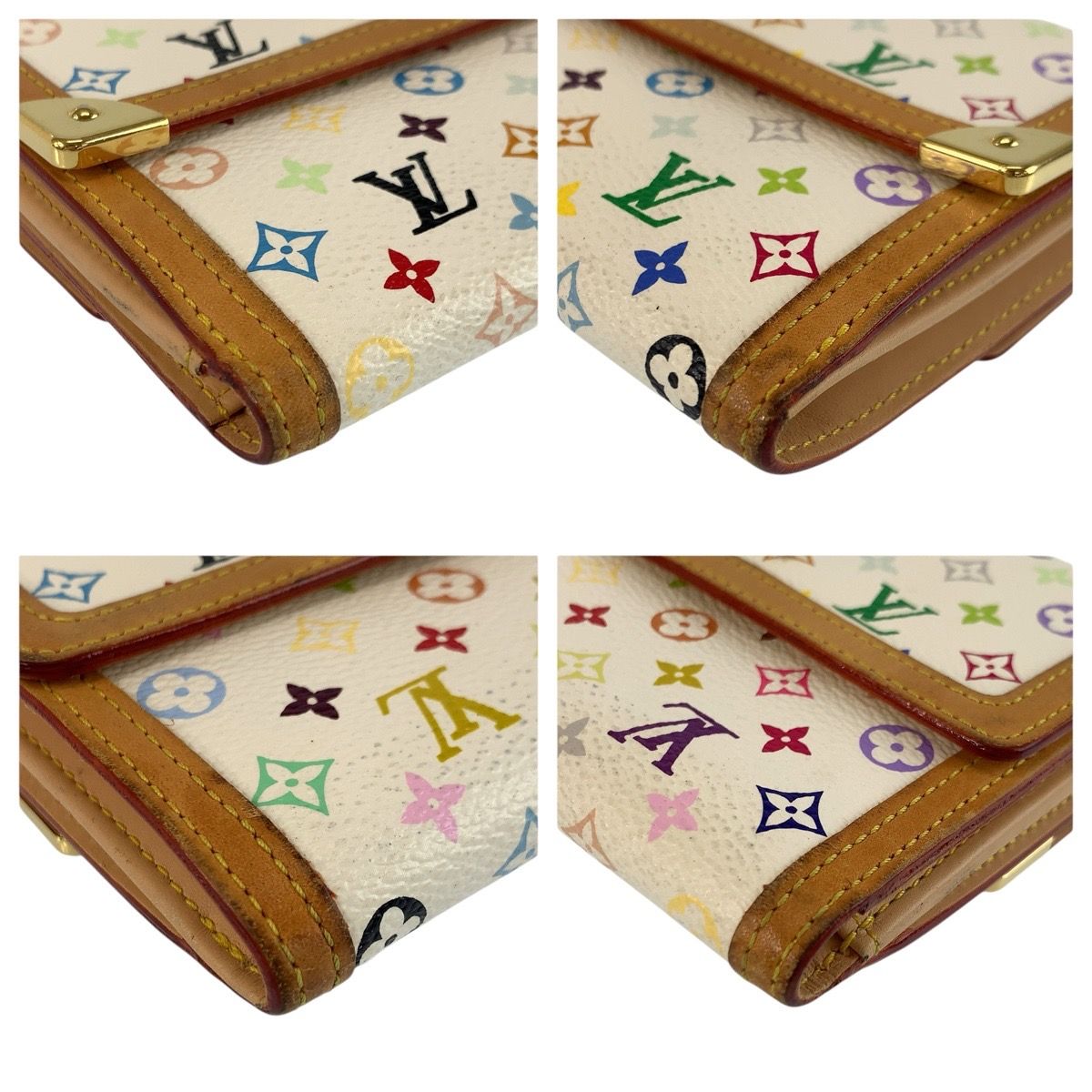 Louis Vuitton Multicolor Porte Monnaie Billets Cult Cles Fold Wallet Compact Bron White — view 4