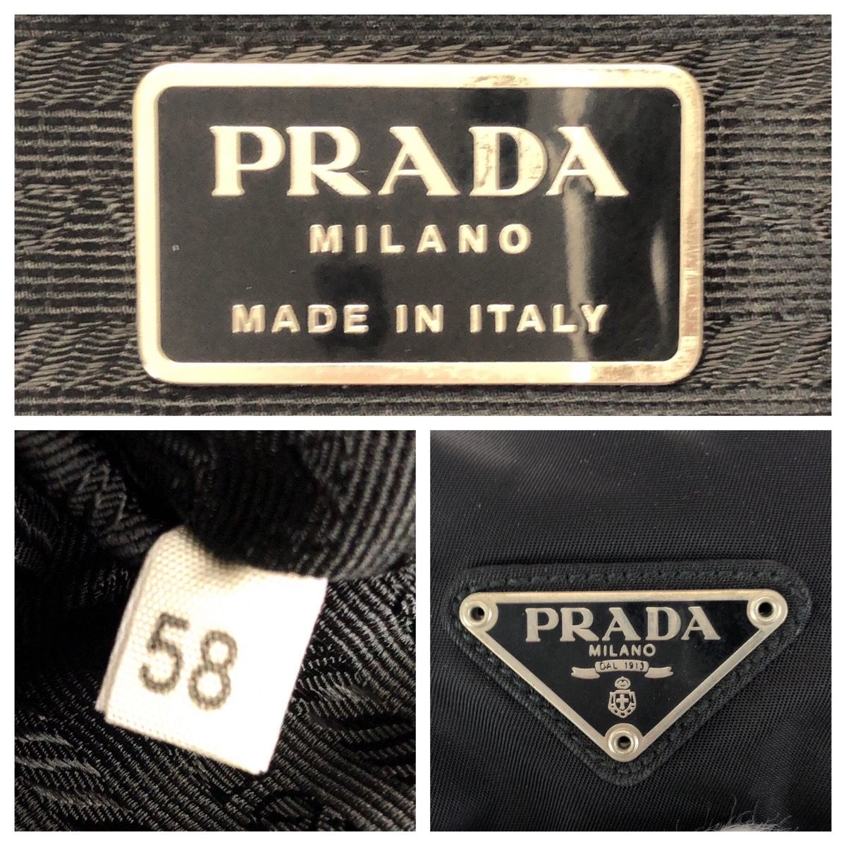 Prada Tessuto Black Silver Nylon Leather Backpack — view 4
