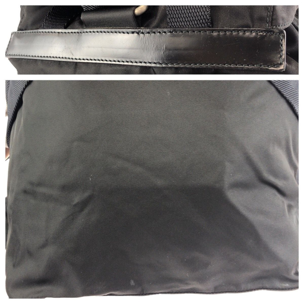 Prada Tessuto Black Silver Nylon Leather Backpack — view 6