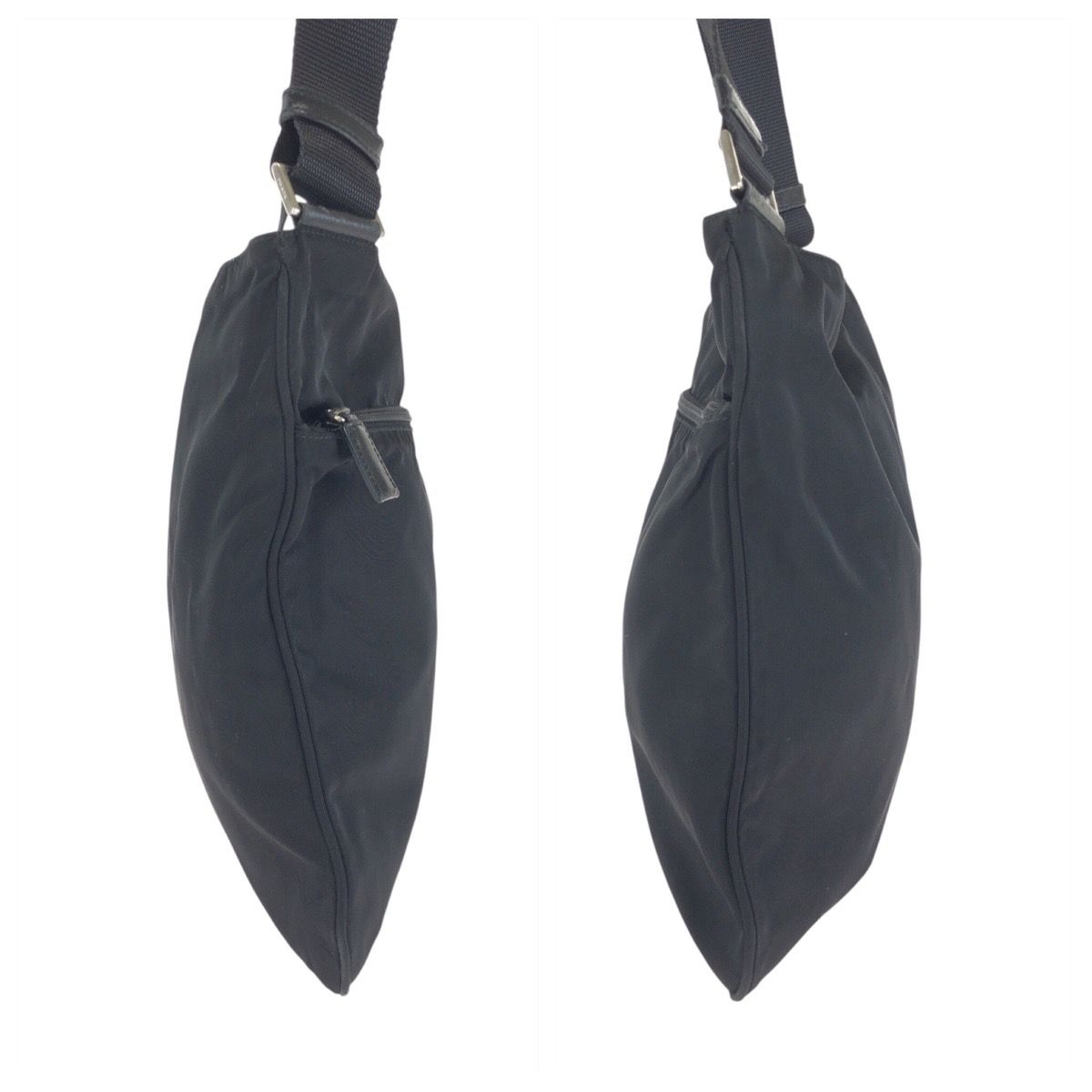 Prada Tessuto Black Silver Nylon Shoulder Bag — view 7