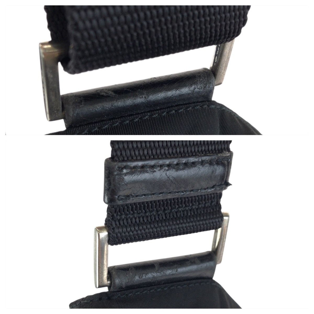 Prada Tessuto Black Silver Nylon Shoulder Bag — view 4