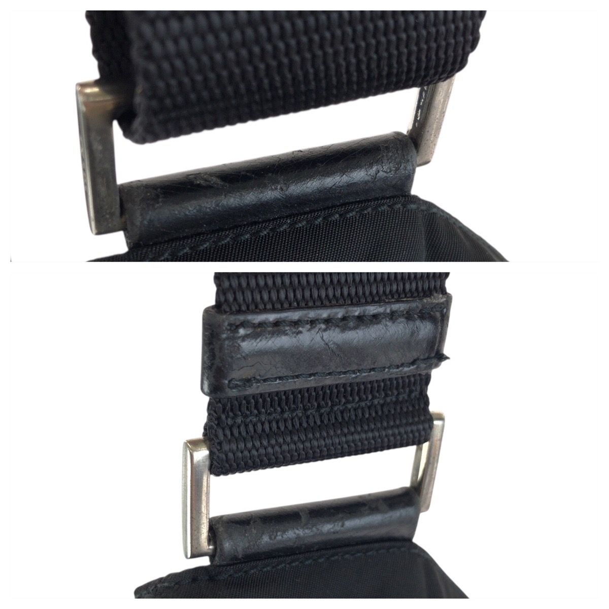 Prada Tessuto Black Silver Nylon Shoulder Bag — view 4