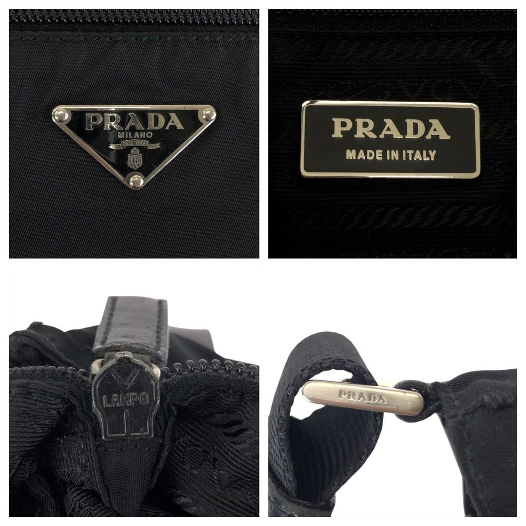Prada Tessuto Black Silver Nylon Shoulder Bag — view 5