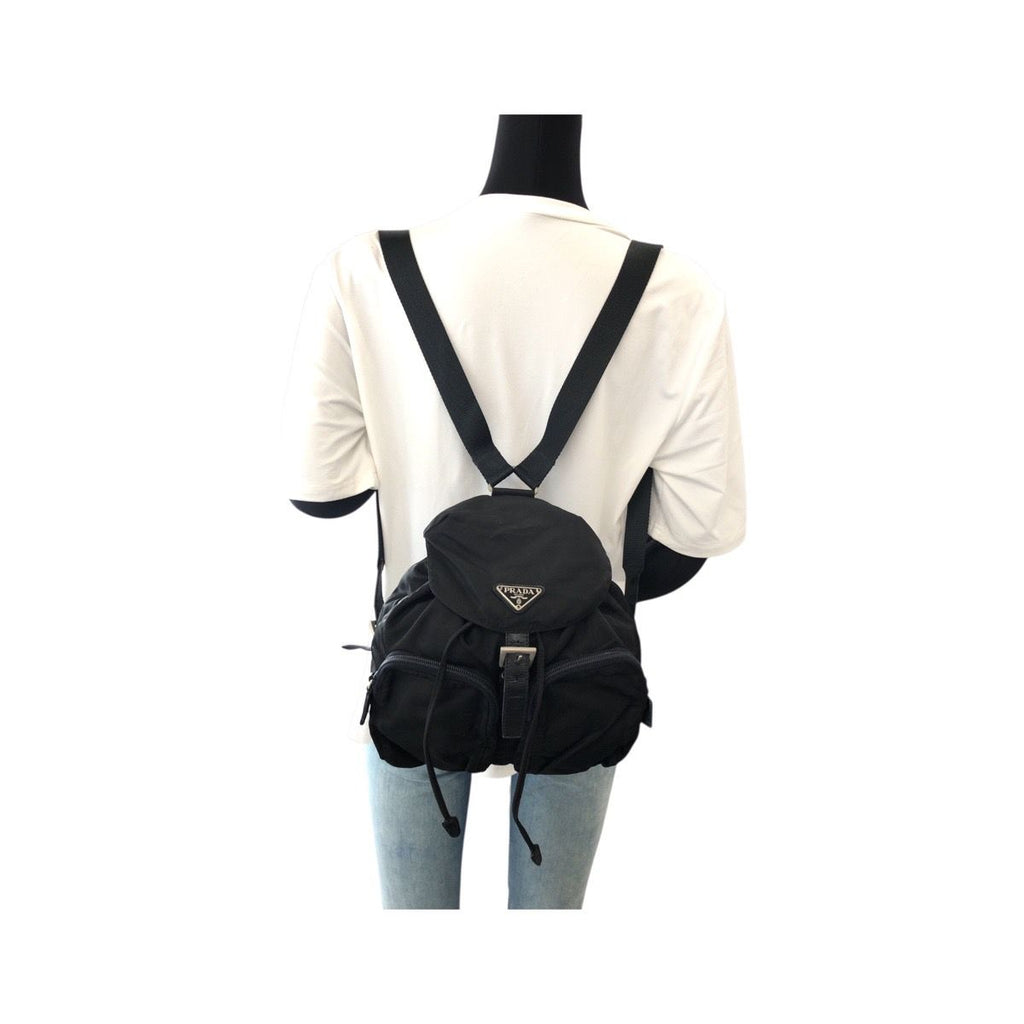 Prada Tessuto Black Silver Nylon Backpack — view 7