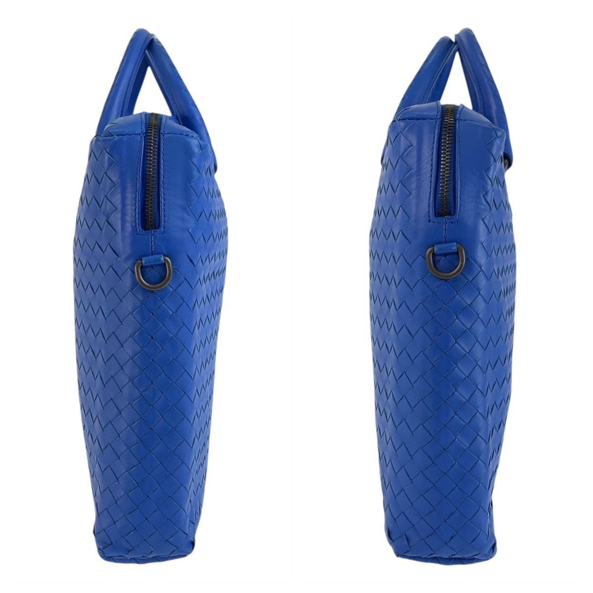 Bottega Veneta Intrecciato Blue Leather Business Bag — view 7