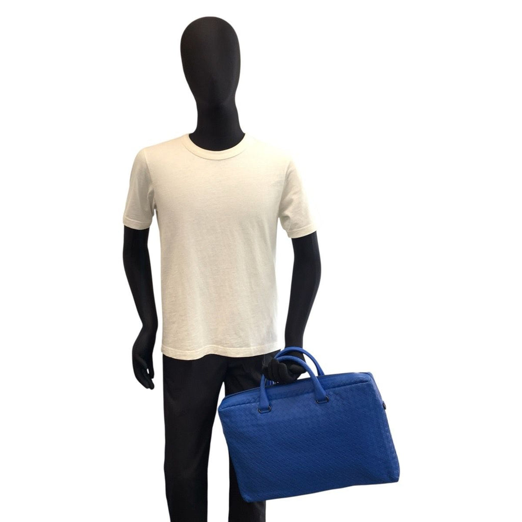 Bottega Veneta Intrecciato Blue Leather Business Bag — view 6