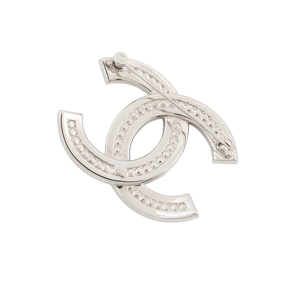 Chanel Brooch CC Logo Rhinestone Faux Pearl — view 3