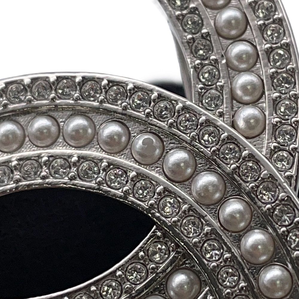 Chanel Brooch CC Logo Rhinestone Faux Pearl — view 8