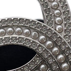 Chanel Brooch CC Logo Rhinestone Faux Pearl — view 8