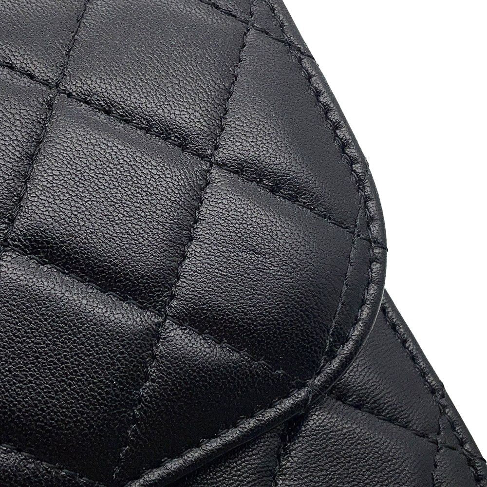 Chanel Chain Shoulder Bag Quilted CC Logo Faux Pearl Lambskin — view 9