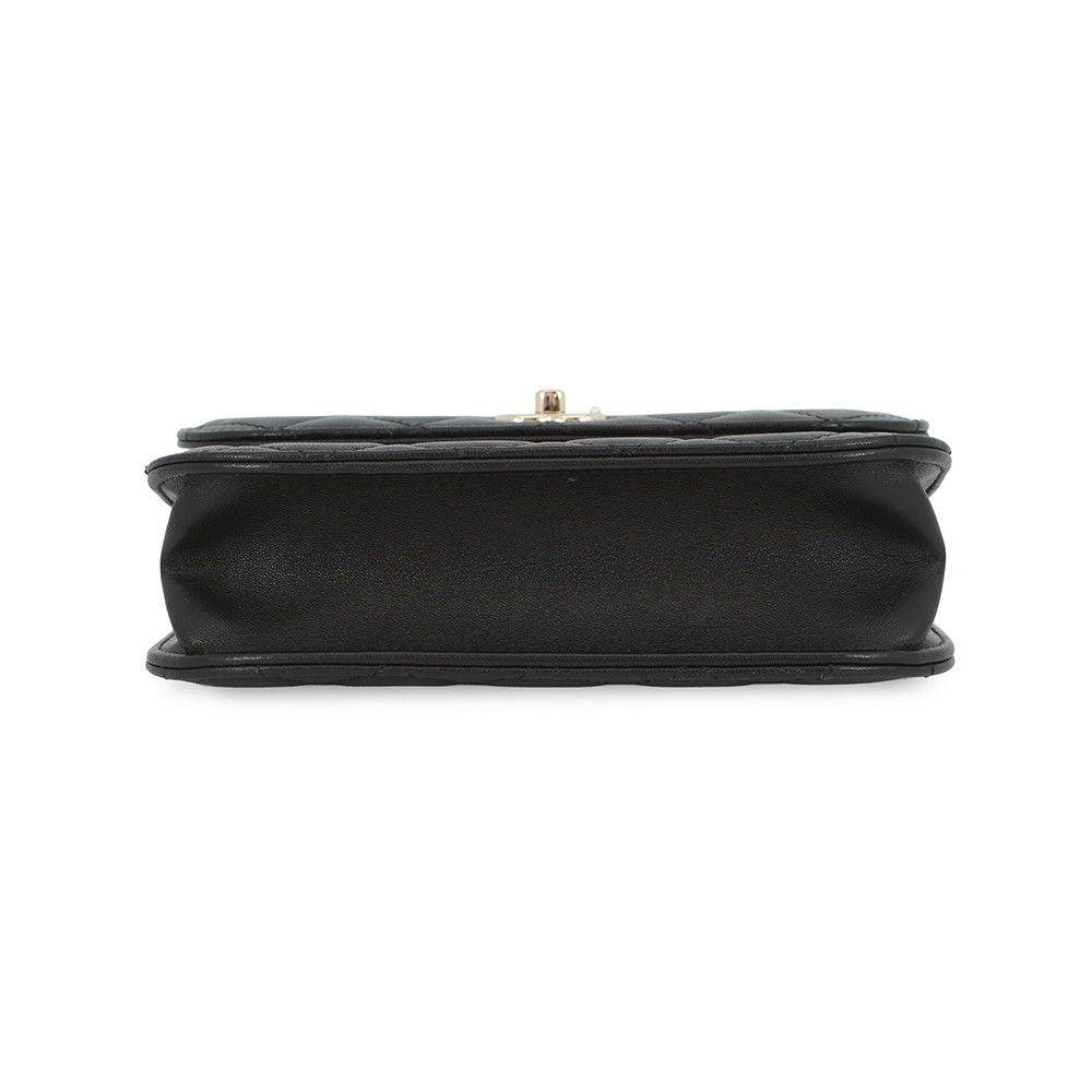 Chanel Chain Shoulder Bag Quilted CC Logo Faux Pearl Lambskin — view 3