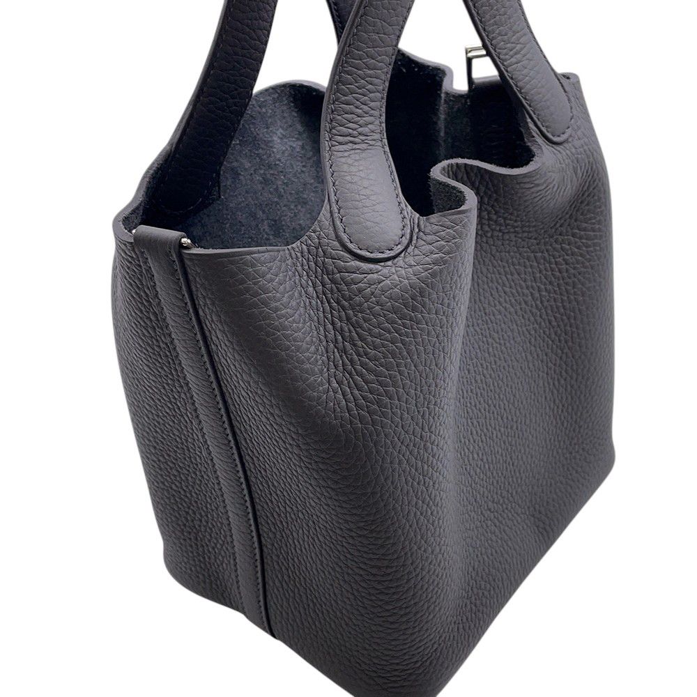 Hermes Handbag Picotin Lock PM Ardoise Silver Taurillon Clemence — view 6
