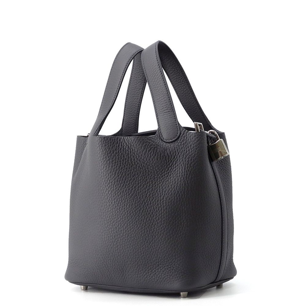 Hermes Handbag Picotin Lock PM Ardoise Silver Taurillon Clemence — view 2