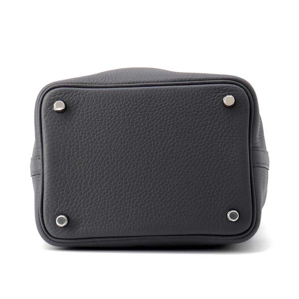 Hermes Handbag Picotin Lock PM Ardoise Silver Taurillon Clemence — view 3