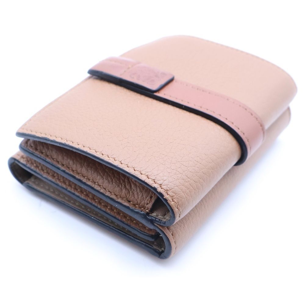 Loewe Trifold Anagram Leather Compact Wallet Brown — view 4