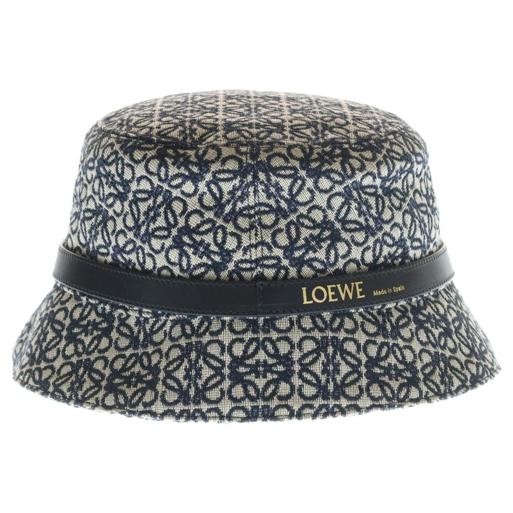 Loewe All Over Pattern Anagram Logo Herringbone Leather Bucket Hat — view 2