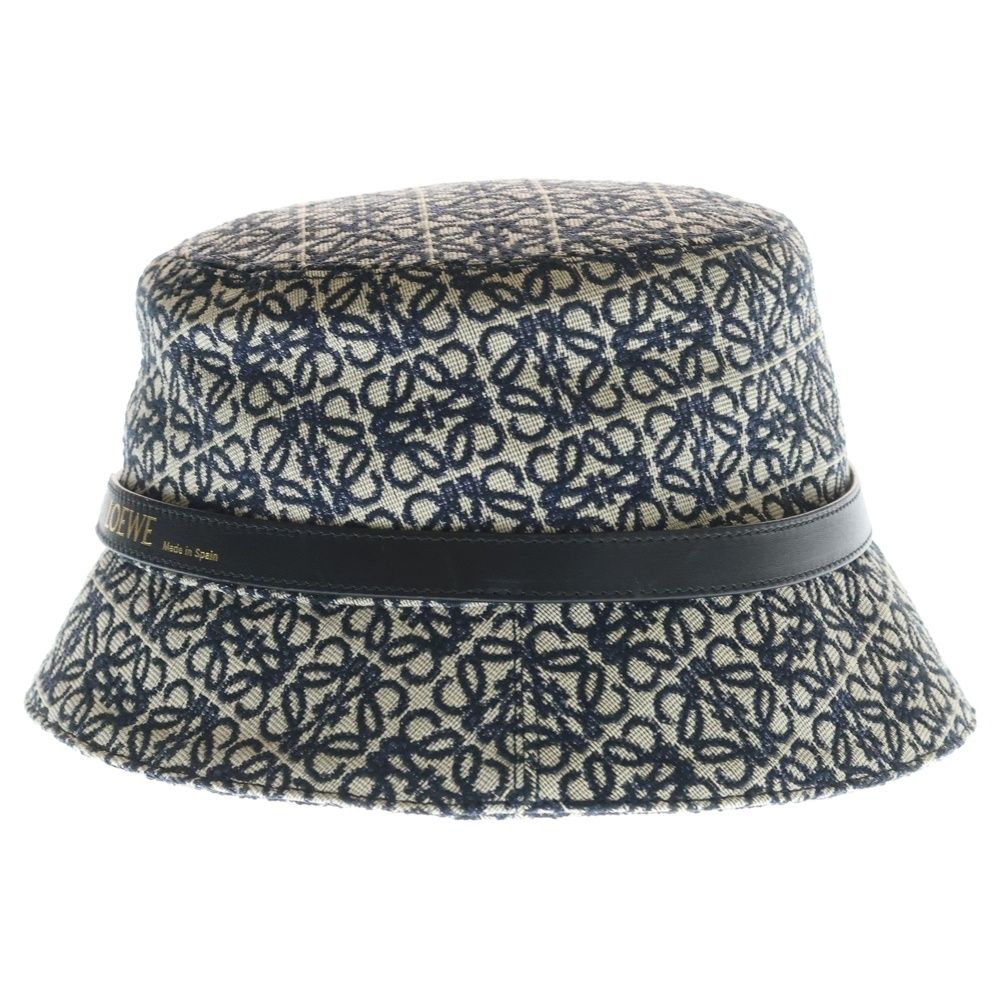 Loewe All Over Pattern Anagram Logo Herringbone Leather Bucket Hat — view 3