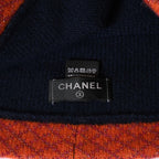 Chanel Cashmere Gloves Beanie Knit Cap Set CC Logo Navy Orange — view 7