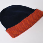 Chanel Cashmere Gloves Beanie Knit Cap Set CC Logo Navy Orange — view 4