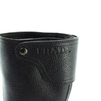 Prada Engineer Boots Grain Leather Long Logo Round Toe 36 Black — view 6