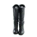 Prada Engineer Boots Grain Leather Long Logo Round Toe 36 Black — view 2
