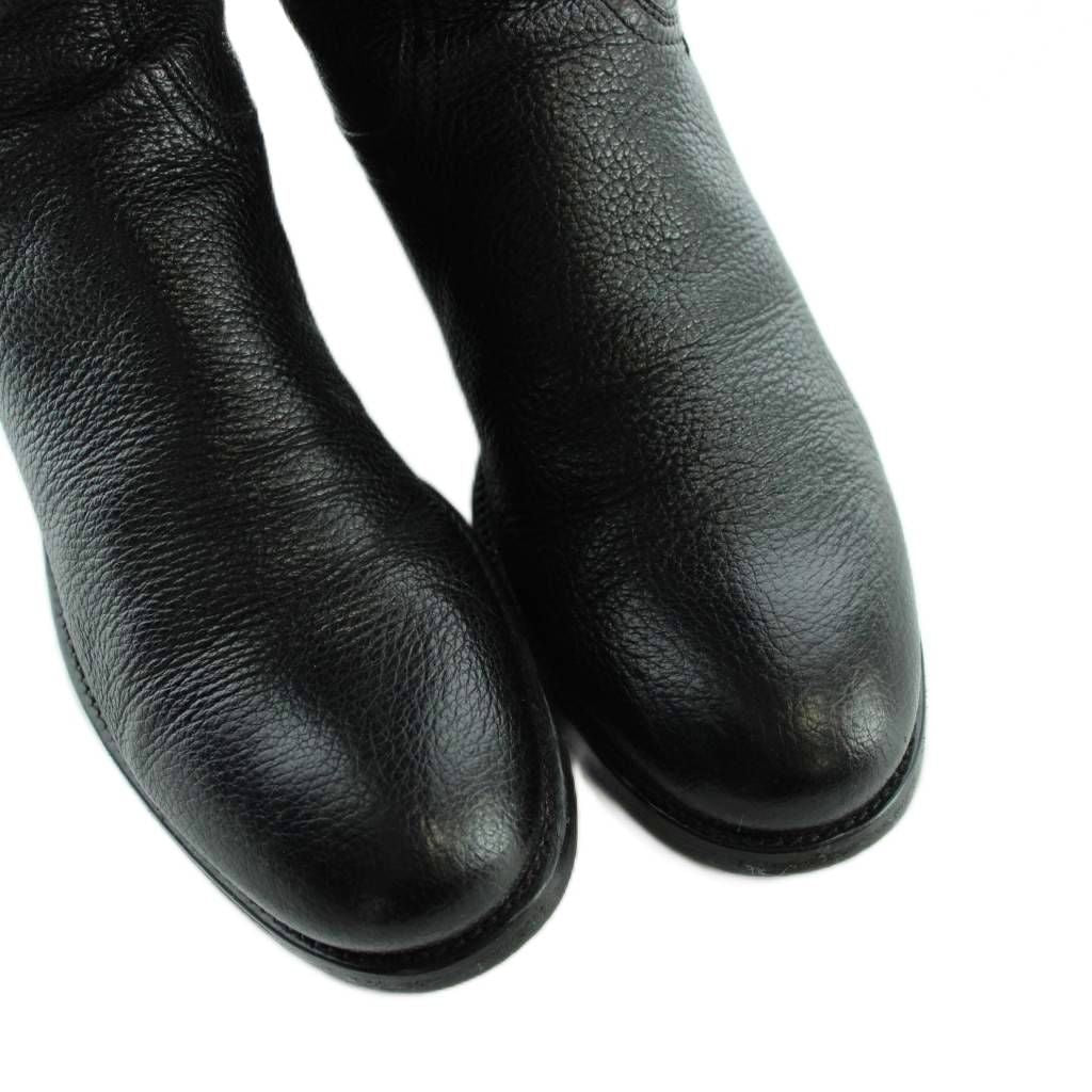 Prada Engineer Boots Grain Leather Long Logo Round Toe 36 Black — view 4