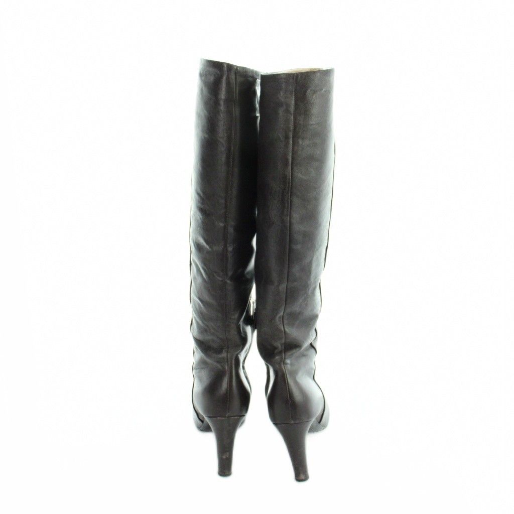 Chanel Long Boots Round Toe Leather CC Logo 39 — view 3