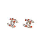 Chanel CC Logo Earrings 04 Color Stone Metal Gold Plated Multicolor — view 2