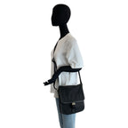 Prada Tessuto Black Silver Nylon Leather Shoulder Bag — view 6