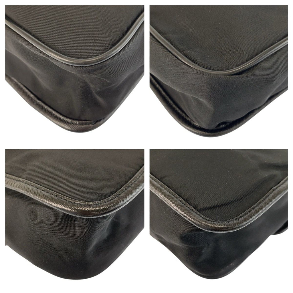 Prada Tessuto Black Silver Nylon Leather Shoulder Bag — view 4