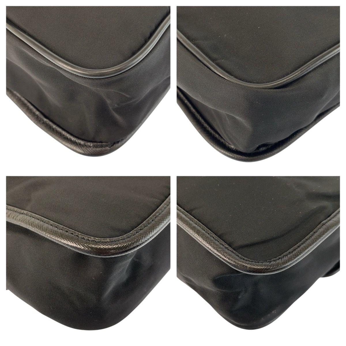 Prada Tessuto Black Silver Nylon Leather Shoulder Bag — view 4