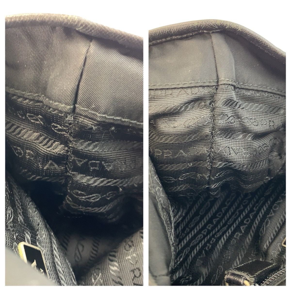 Prada Tessuto Black Silver Nylon Leather Shoulder Bag — view 5
