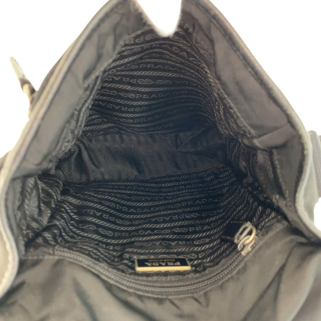Prada Tessuto Black Silver Nylon Leather Shoulder Bag — view 8
