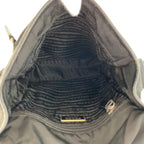 Prada Tessuto Black Silver Nylon Leather Shoulder Bag — view 8