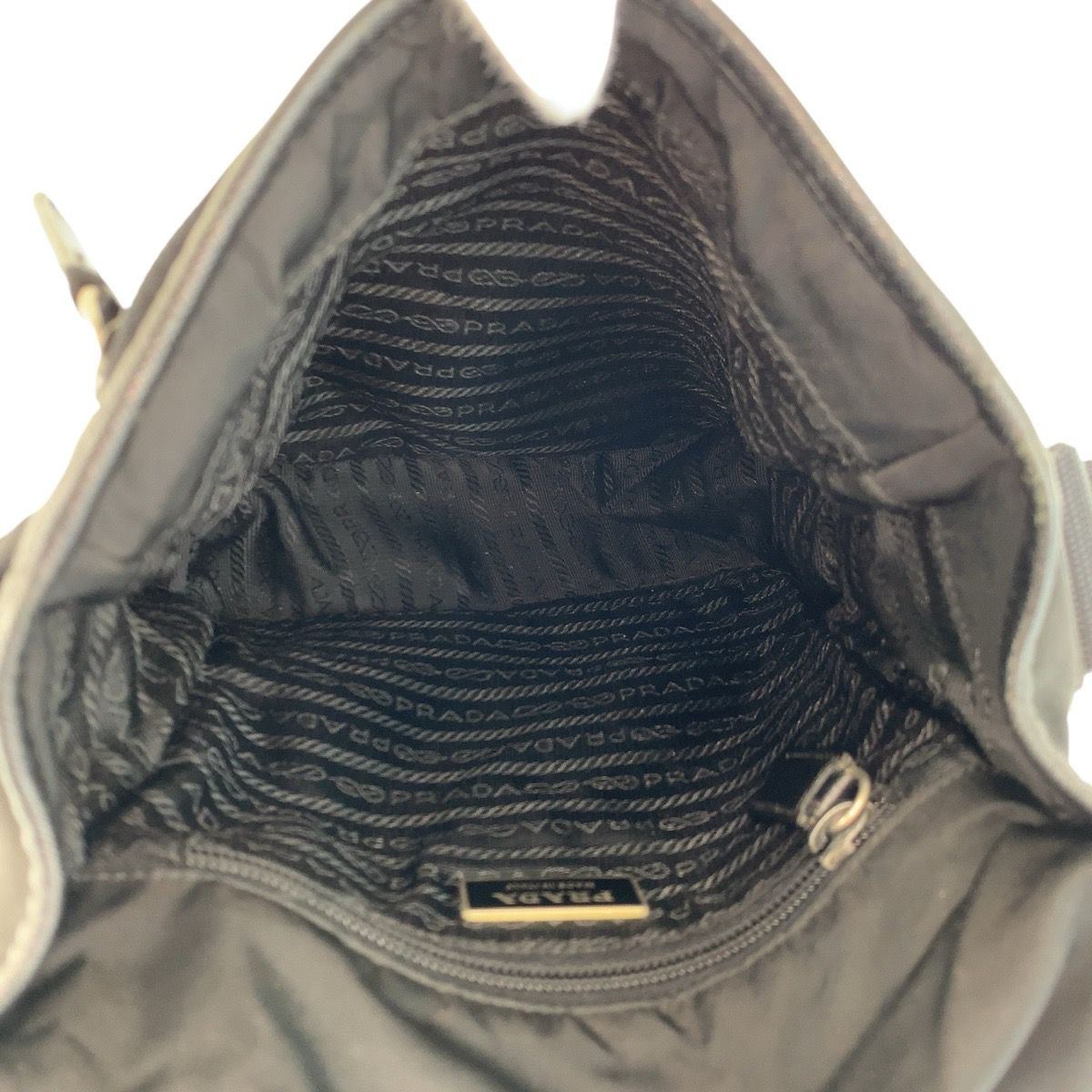 Prada Tessuto Black Silver Nylon Leather Shoulder Bag — view 8